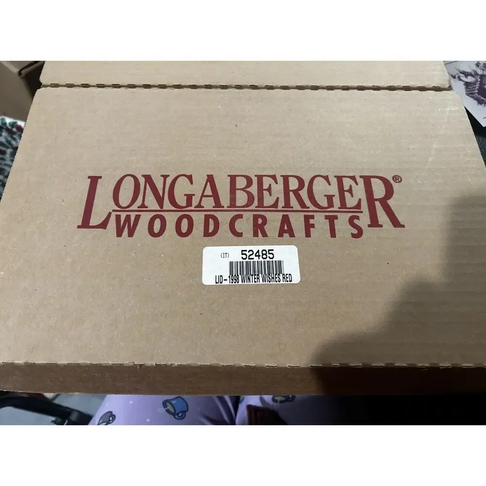 LONGABERGER BASKET Hostess WINTER‎ WISHES LID Red Knob Christmas NEW